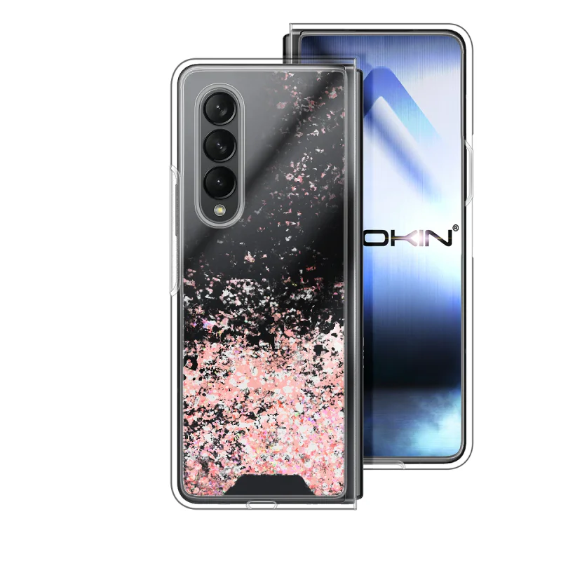Capa Apokin Samsung Galaxy Z Fold 3 Gel Transparente com Purpurina Azul - Imagem 3