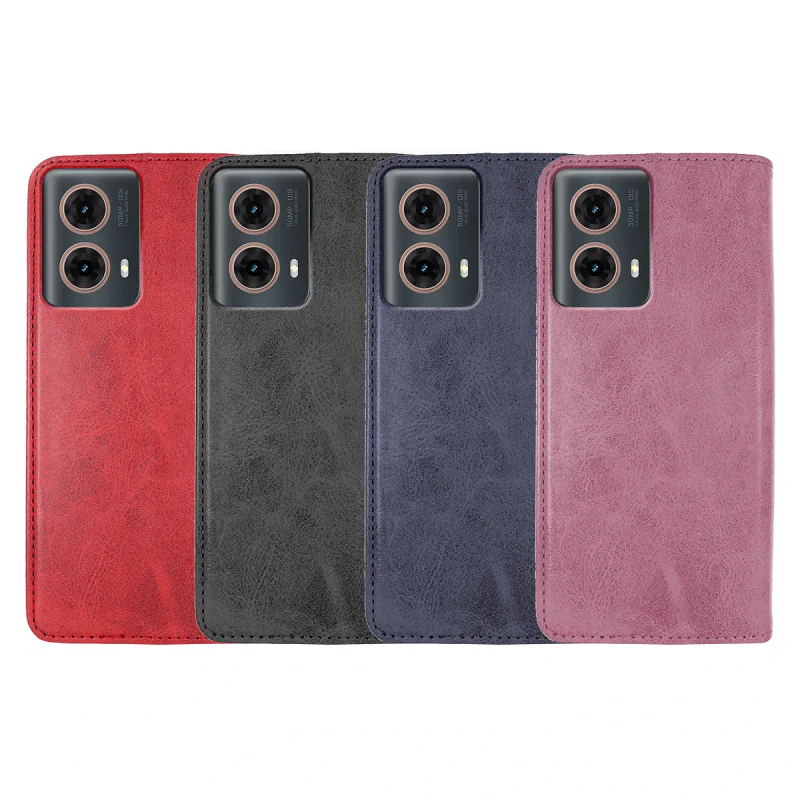 Capa com Tampa Apokin para Motorola Moto G85 e Edge 50 Fusion em Pele Sintética Preto
