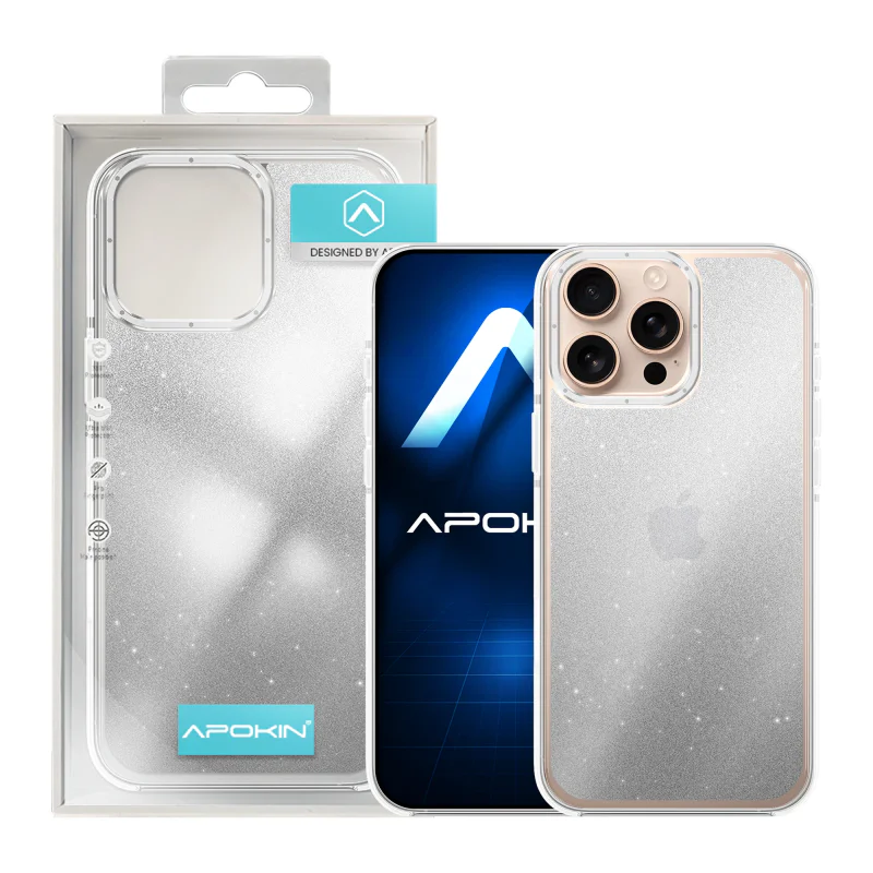 Capa Apokin para iPhone 14 com Purpurina Prata - Imagem 3