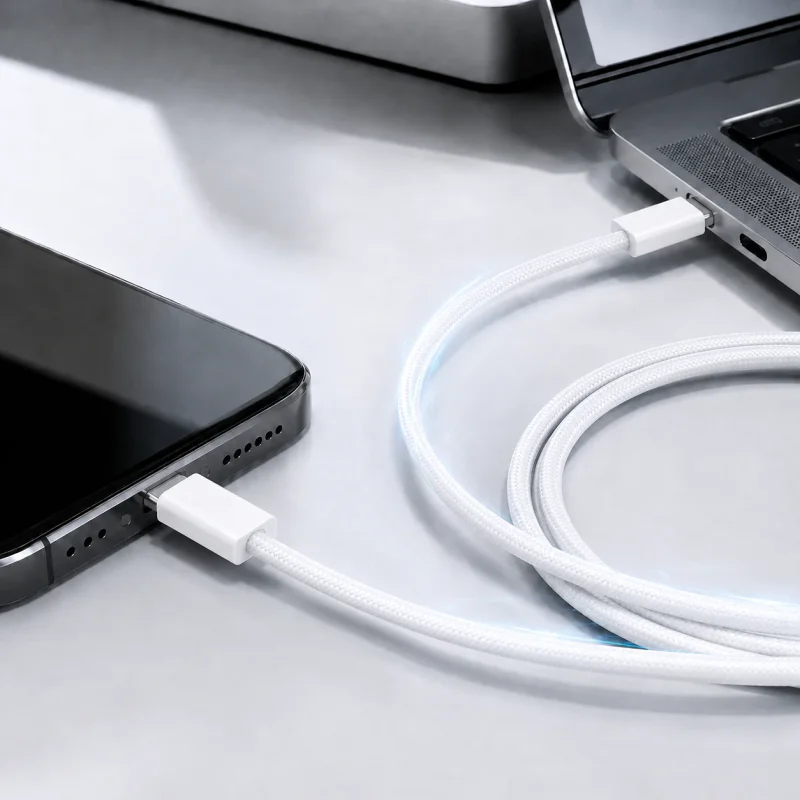 Cabo Apokin USB-C para iPhone 15 60 W 1 m Branco - Imagem 4