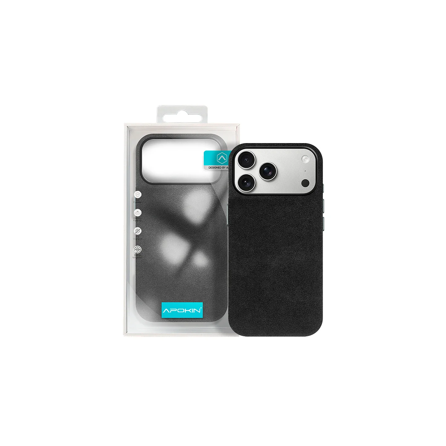 Capa Apokin em Pele Alcantara para iPhone 17 Pro Preto
