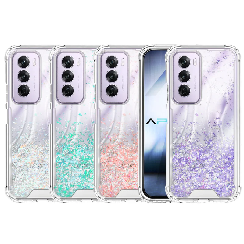 Capa Apokin para Oppo Reno 12 Pro Gel Transparente com Purpurina Rosa