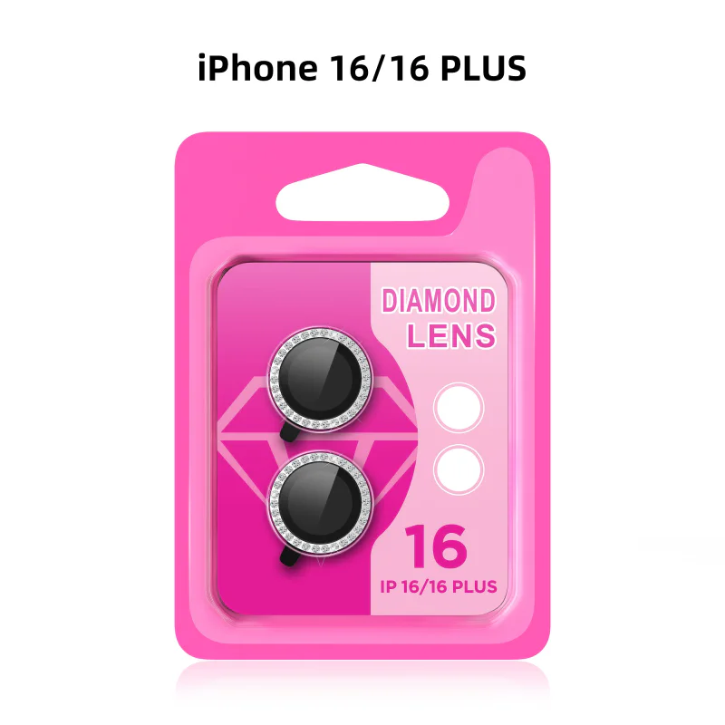 Protetor Apokin de Lentes para iPhone 16 e 16 Plus com Efeito Diamante Preto