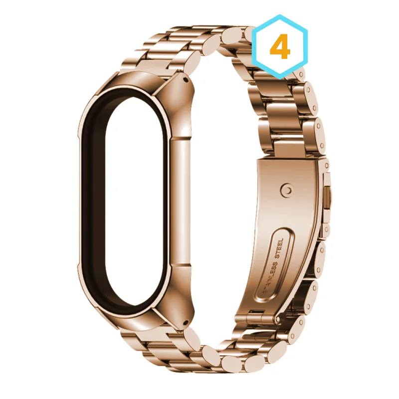 Bracelete Metálica Larga Apokin para Xiaomi Mi Band 5 Preto com prata - Imagem 5
