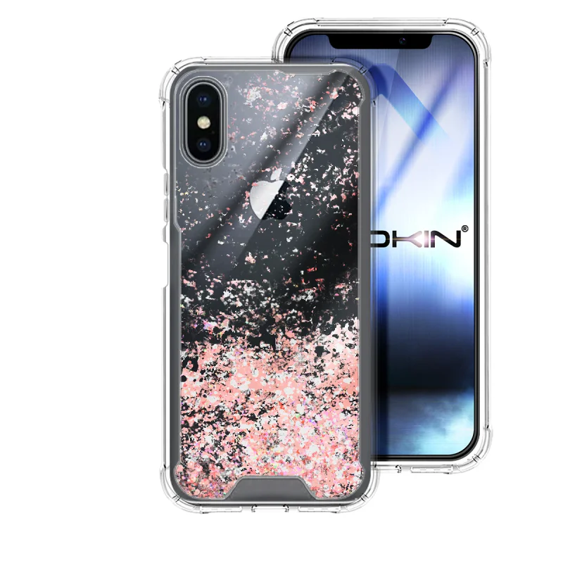 Capa Apokin para iPhone X e XS Gel Transparente Glitter Púrpura Variedade de cores - Imagem 3