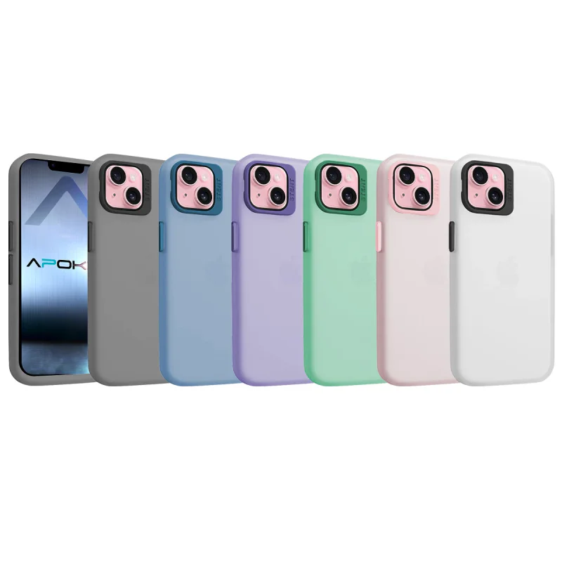 Capa Apokin para iPhone 13 Silicone Mate com Suporte Azul - Imagem 1