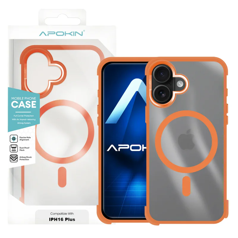 Capa de Silicone Apokin para iPhone 16 Plus com MagSafe Laranja - Imagem 6