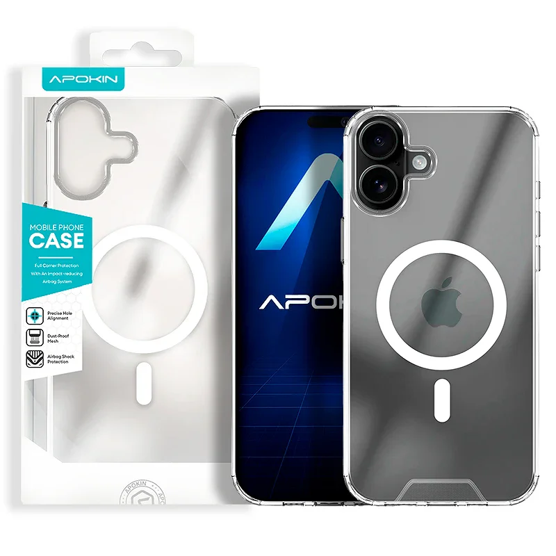 Capa Apokin para iPhone 16 Plus Clear 3D com MagSafe Transparente