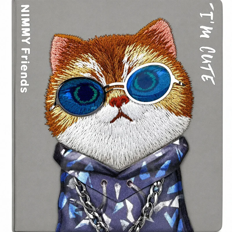 Capa Nimmy Apokin para Apple iPhone 17 Pro / 18 Pro Bordada Gato com Óculos Cinzento - Imagem 3