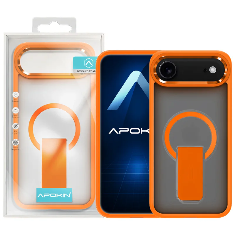 Capa Apokin para Apple iPhone 17 Air MagSafe com Suporte Laranja - Imagem 5