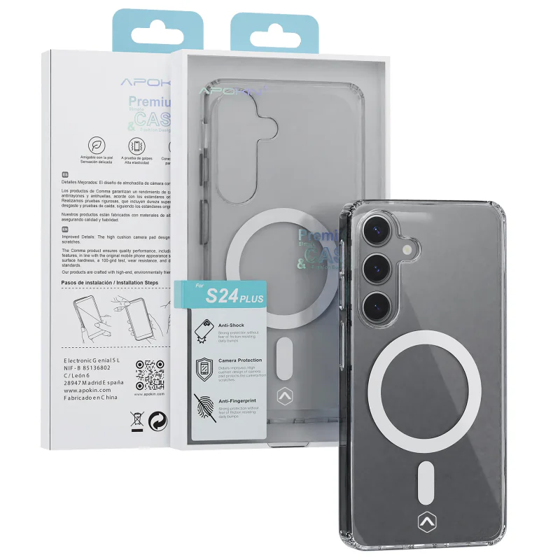 Capa Apokin para Samsung Galaxy S24 Plus Acrílica Transparente com MagSafe Branco