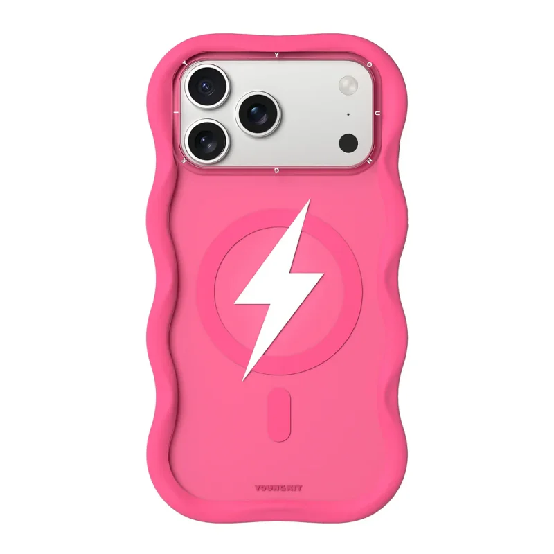 Capa Apokin Youngkit Onda Relâmpago para iPhone 17 Pro e 18 Pro Rosa - Imagem 1