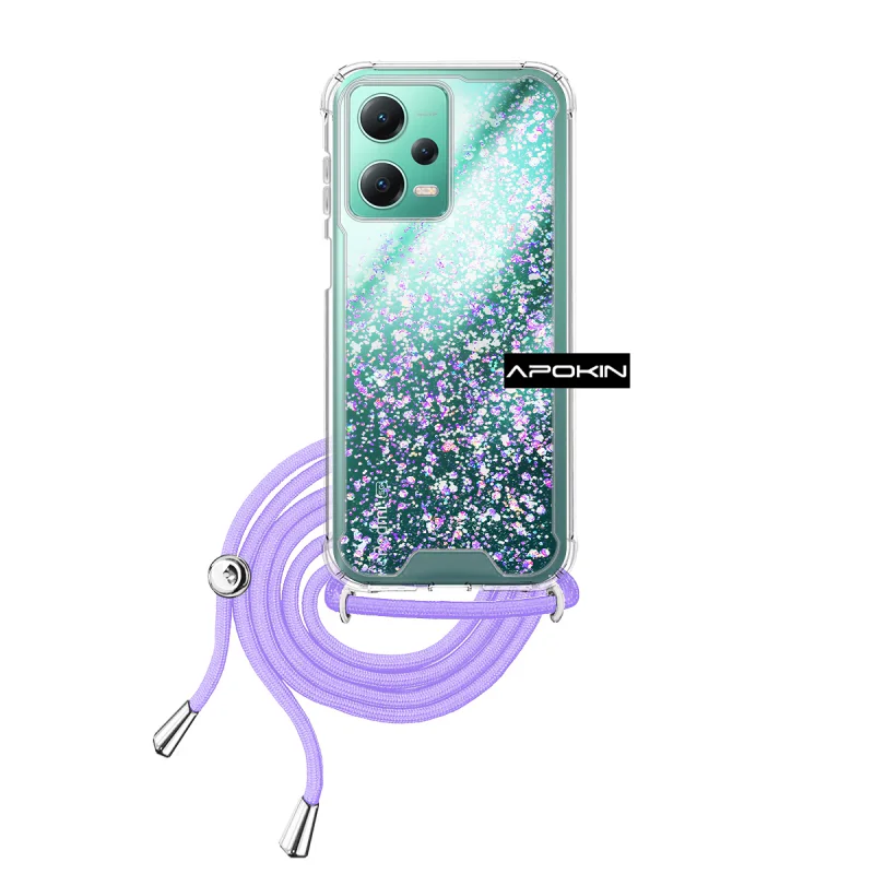 Capa de Gel Transparente Apokin com Cordão para Xiaomi Redmi Note 12 5G / Poco X5 Lilás - Imagem 2