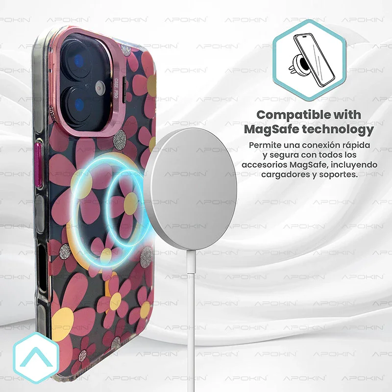 Capa Apokin para iPhone 16 Pro Max em Silicone com MagSafe e Padrão Cor 1 - Imagem 5