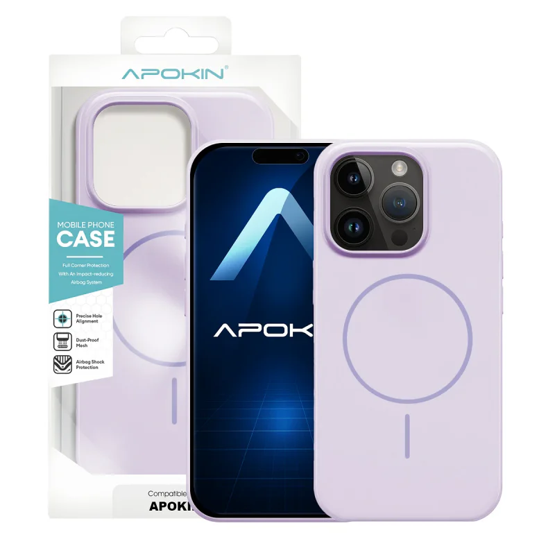 Capa Apokin para iPhone 14 Pro Silicone Premium com MagSafe Lilás - Imagem 4