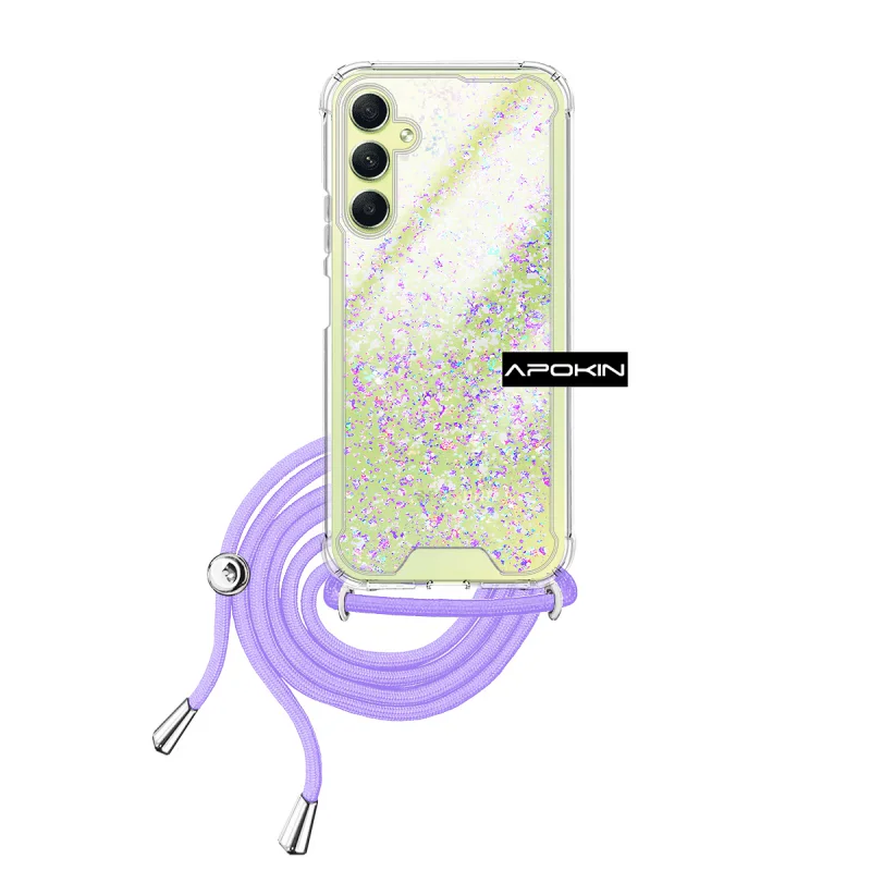 Capa de Gel Apokin para Samsung Galaxy A34 5G Transparente com Cordão Lilás - Imagem 2