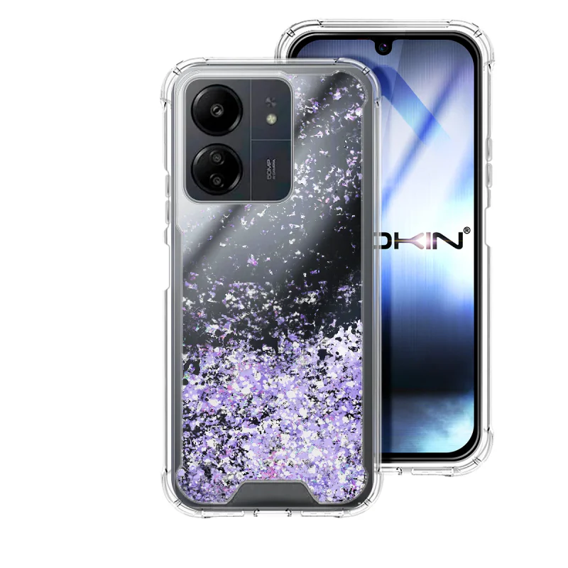 Capa de Gel Apokin Xiaomi Redmi 13C Transparente com Purpurina Lilás - Imagem 2