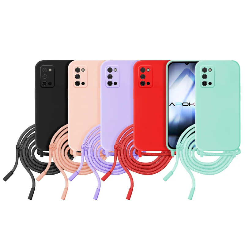 Capa Suave com Cordão Apokin para Samsung Galaxy A02s Variedade de cores - Imagem 1