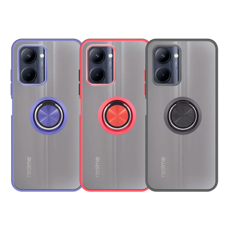 Capa Apokin para Realme C55 em Gel Fumado com Íman e Suporte Preto