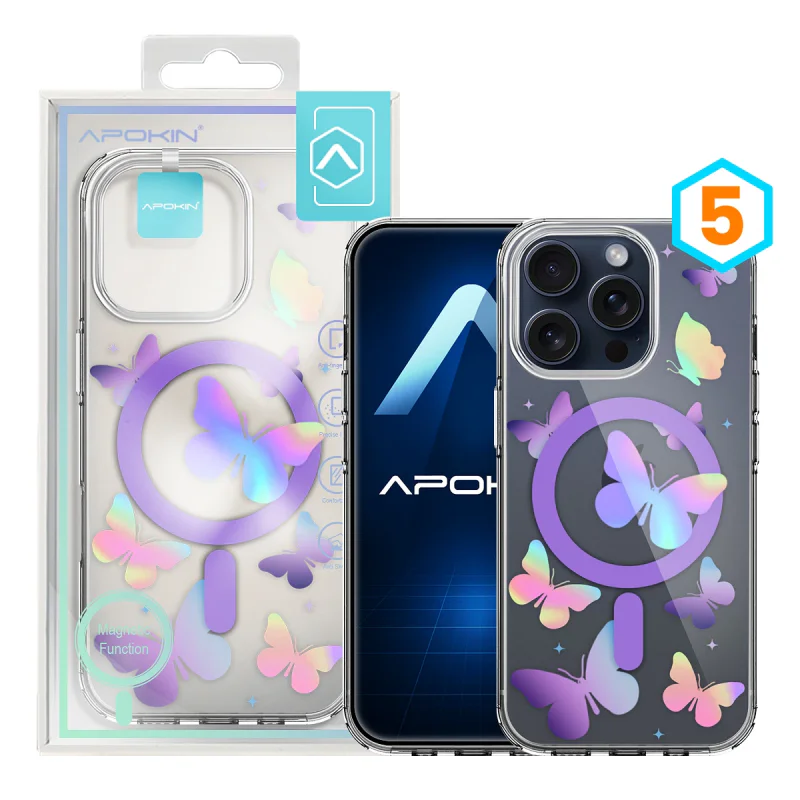 Capa Apokin Metálica Iridescente com MagSafe e Padrão para iPhone 15 Pro Max Cor 3 - Imagem 6