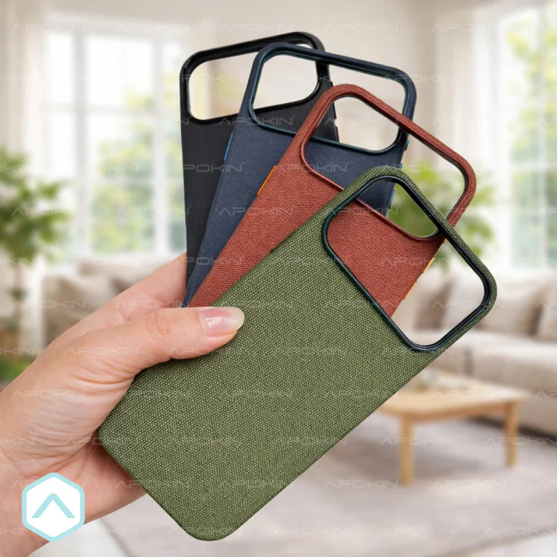 Capa Apokin para iPhone 17 com Efeito Tecido Texturado e MagSafe Preto - Imagem 2