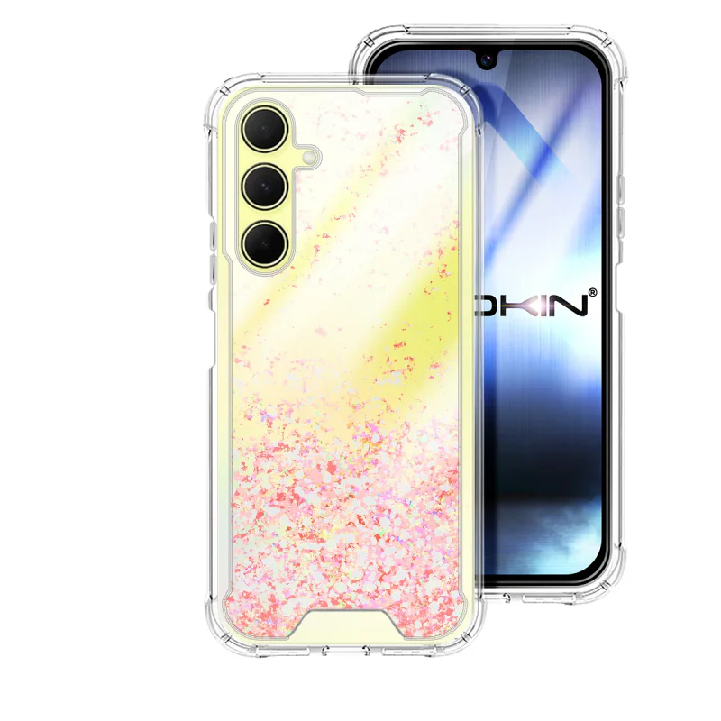Capa de Gel Apokin Transparente com Purpurina para Samsung Galaxy A25 Rosa - Imagem 3