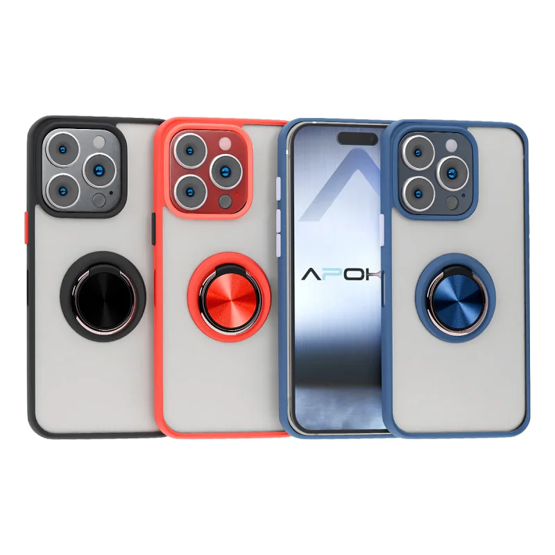 Capa Apokin para iPhone 16 Pro Max Gel Fumada com Íman e Suporte Vermelho