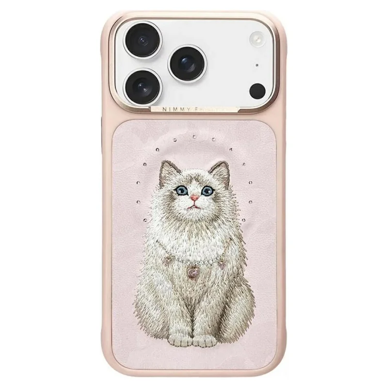 Capa Apokin Nimmy Friends Lucky Fashion com MagSafe para iPhone 17 Pro Max e 18 Pro Max Gato rosa