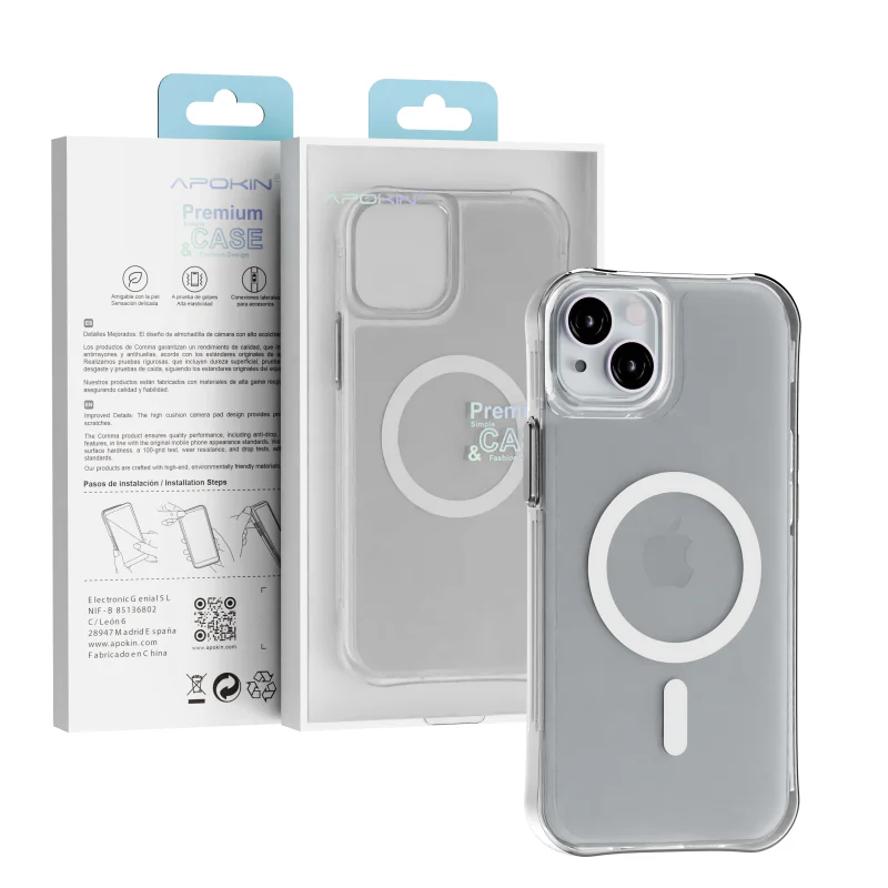 Capa Apokin para iPhone 14 Plus e iPhone 15 Plus Transparente 3,3 mm com MagSafe - Imagem 1