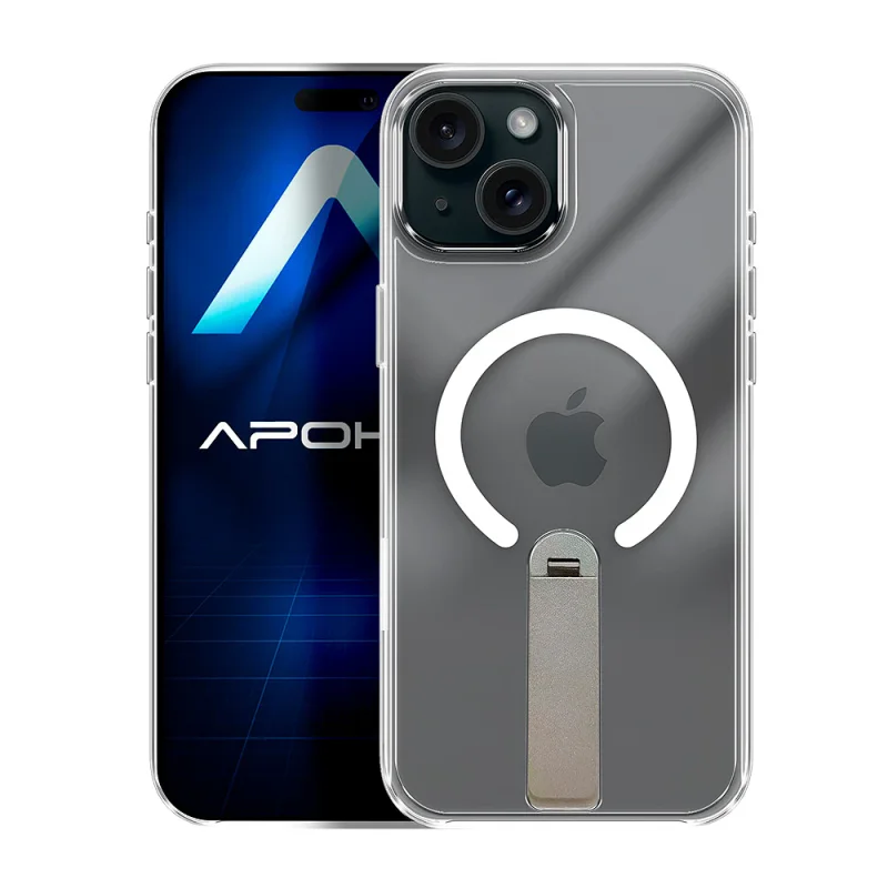Capa Apokin Puro com Suporte e MagSafe para iPhone 15 Transparente - Imagem 2