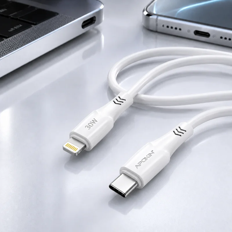 Cabo Apokin USB-C para Lightning 27 W 2 m Branco - Imagem 3