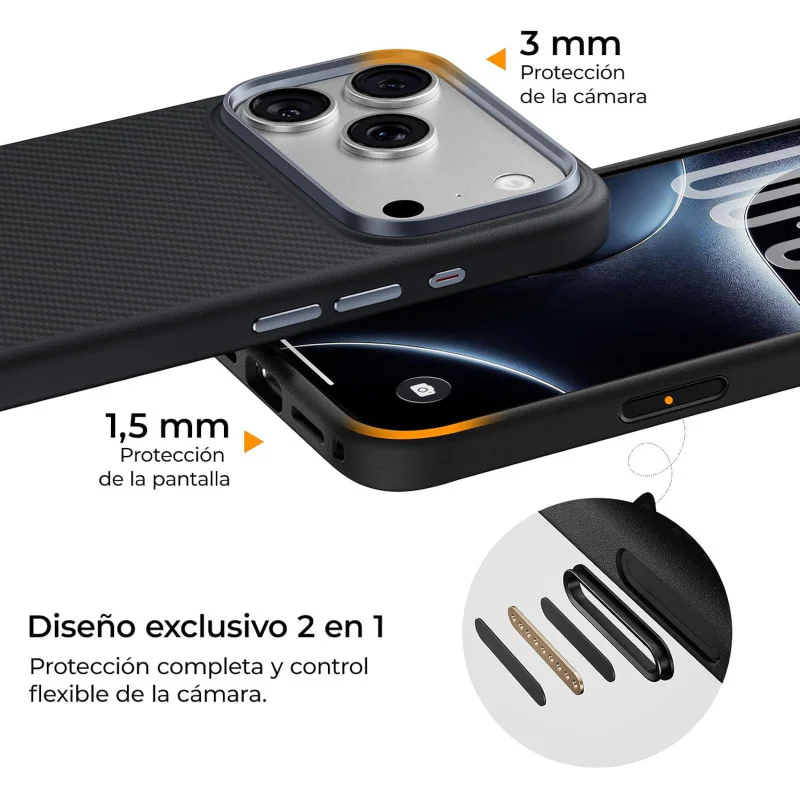 Capa Apokin Benks 600D Pro para iPhone 17 Pro e 18 Pro Antichoque Kevlar Magnética Preto - Imagem 4