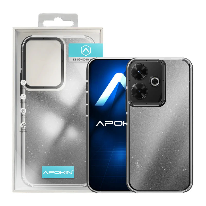 Capa Apokin para Xiaomi Redmi 13 Acrílica Rígida com Purpurina Preto - Imagem 2