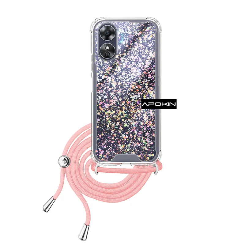 Capa Apokin para Oppo A17 4G Gel Transparente com Cordão Variedade de cores - Imagem 3
