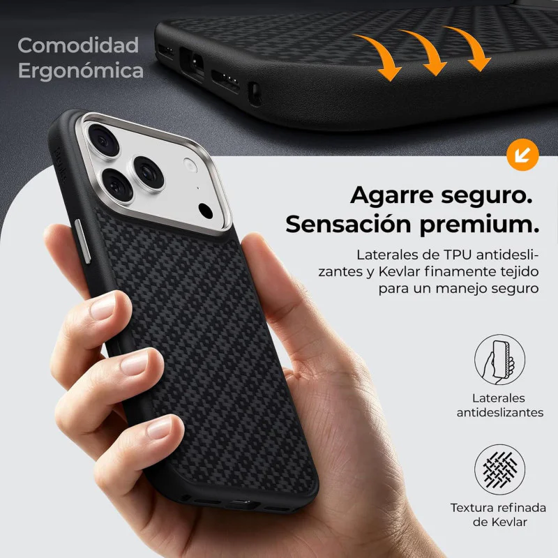 Capa BENKS ArmorGrid ArmorPro Kevlar para iPhone 17 Pro Max Preta - Imagem 6