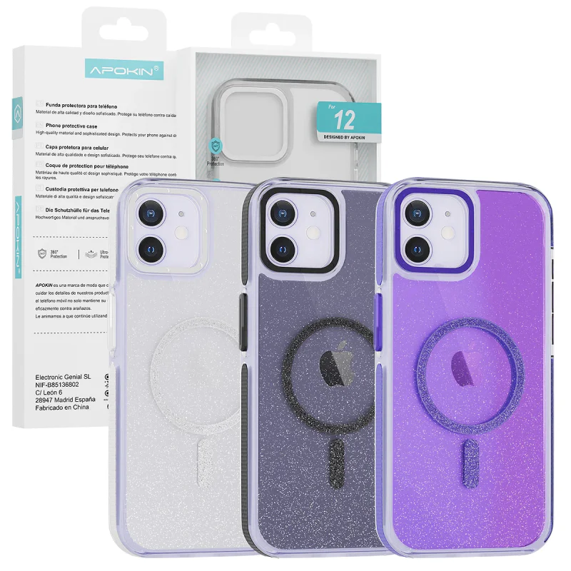 Capa Apokin para iPhone 13 Pro com Glitter e MagSafe Prata - Imagem 5