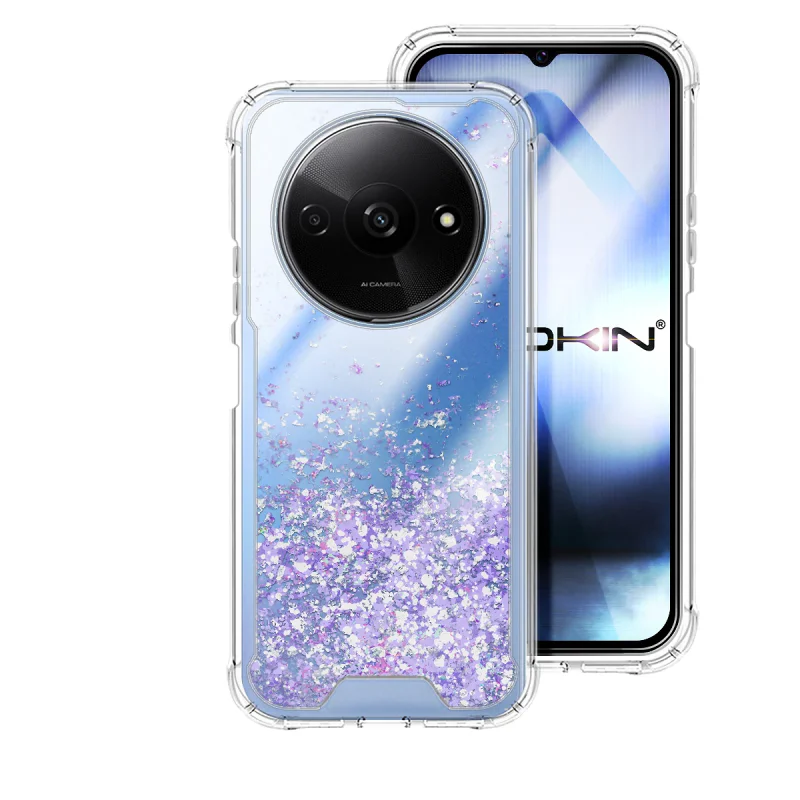 Capa Apokin para Xiaomi Redmi A3 Gel Transparente com Purpurina Rosa - Imagem 2