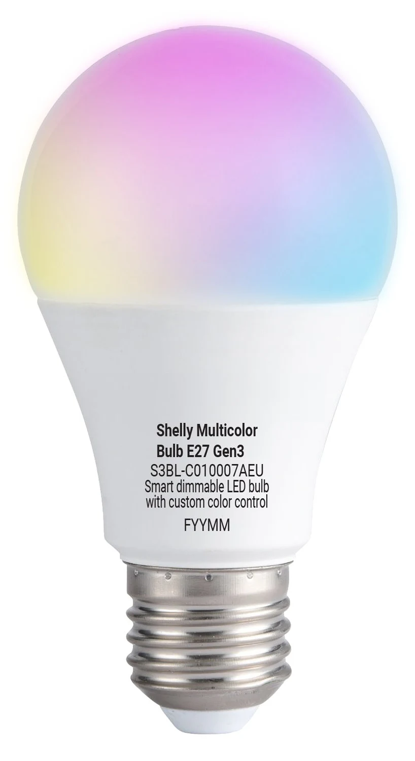 Lâmpada Inteligente Shelly Multicolor Bulb E27 Gen3 Wi-Fi e Bluetooth RGBW 8,5 W 806 lm Pack 4 Unidades - Imagem 2