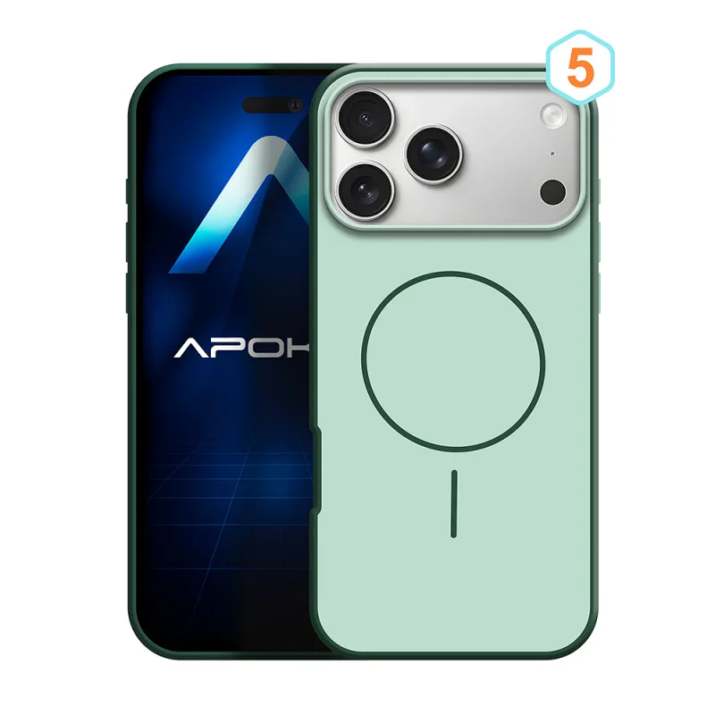 Capa Apokin para iPhone 17 Pro e 18 Pro Silicone Bicolor com MagSafe Verde - Imagem 6
