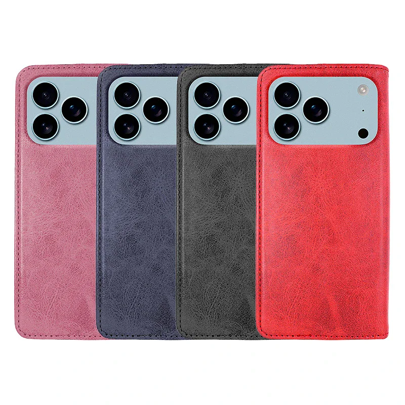 Capa de Livro Apokin para Apple iPhone 17 Pro Max e iPhone 18 Pro Max Pele Sintética Preto