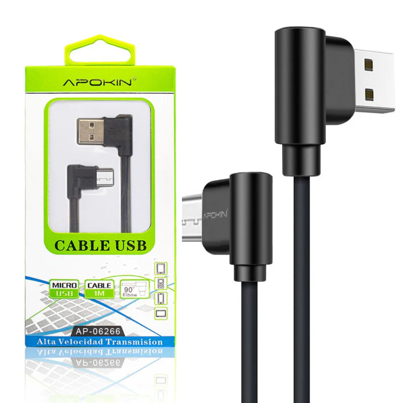 Cabo Apokin USB 2.0 para Micro-USB em L de Dados e Carregamento Branco - Imagem 2
