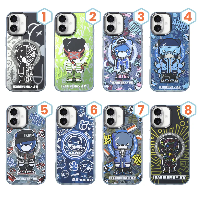 Capa Apokin Mikalen para iPhone 16 Pro com Urso Preto e MagSafe 3 - Imagem 1