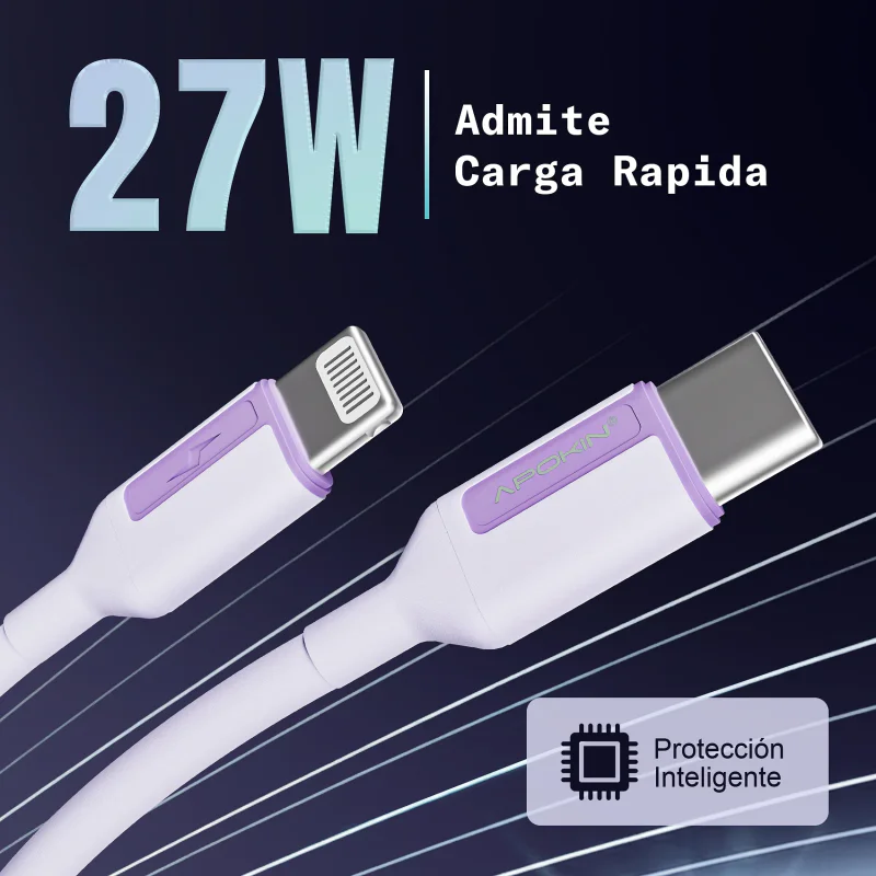 Cabo USB-C para Lightning Apokin 27 W 3 A 1 m Lilás - Imagem 2