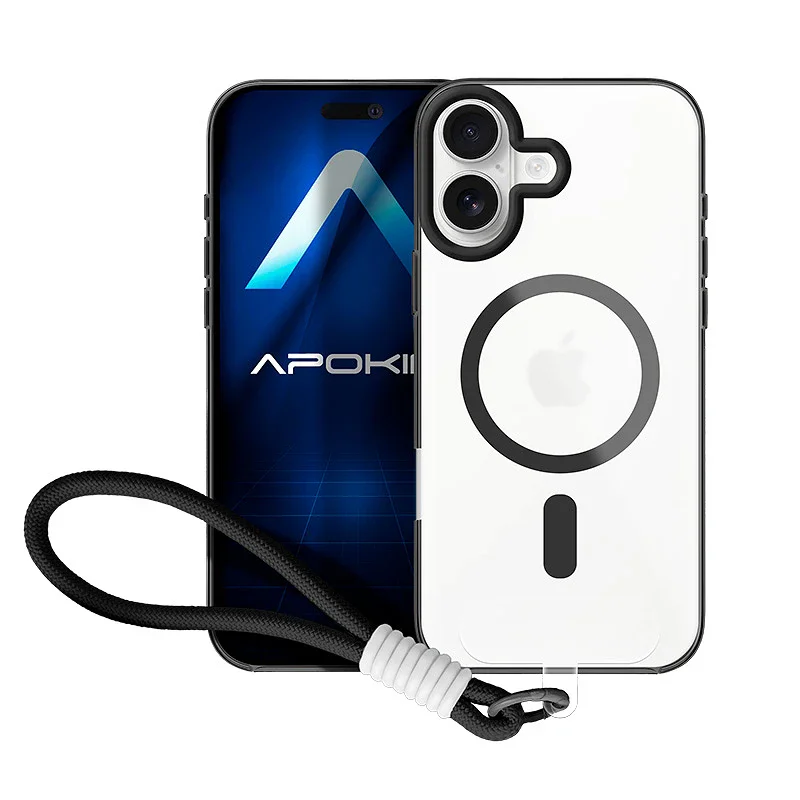 Capa Apokin para iPhone 16 Silicone com Correia e MagSafe Preto - Imagem 6