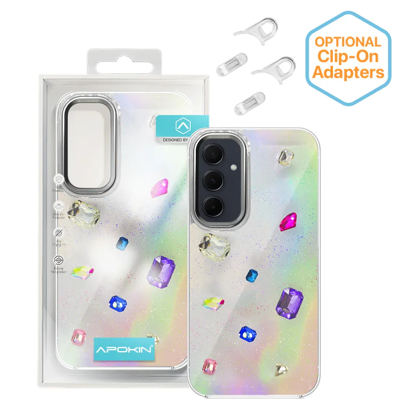 Capa Apokin para Samsung Galaxy A35 Acrílica Iridescente com Pedras Brilhantes
