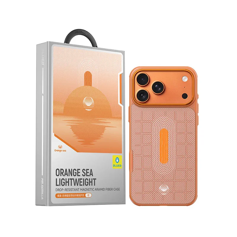 Capa Apokin para iPhone 17 Pro Max / 18 Pro Max Magnética em Fibra de Aramida Laranja - Imagem 5