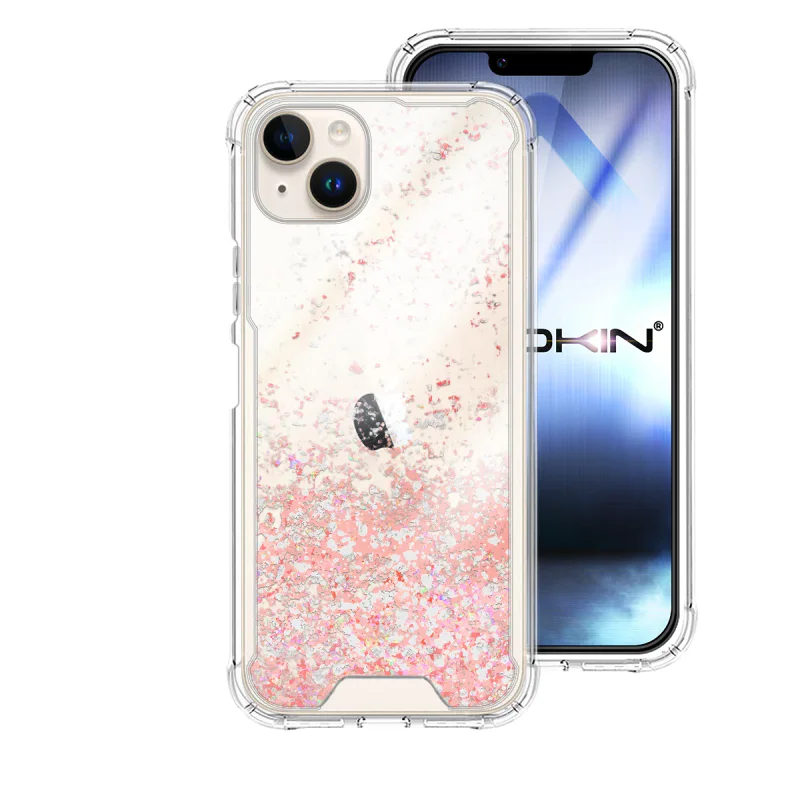 Capa Apokin Gel Transparente com Glitter para iPhone 14 6,1 polegadas Lilás - Imagem 3