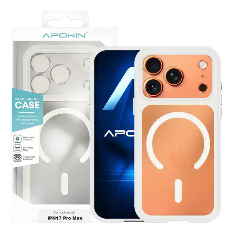 Capa Apokin iPhone 15 Transparente Magnética com Proteção de Câmara Laranja - Imagem 3