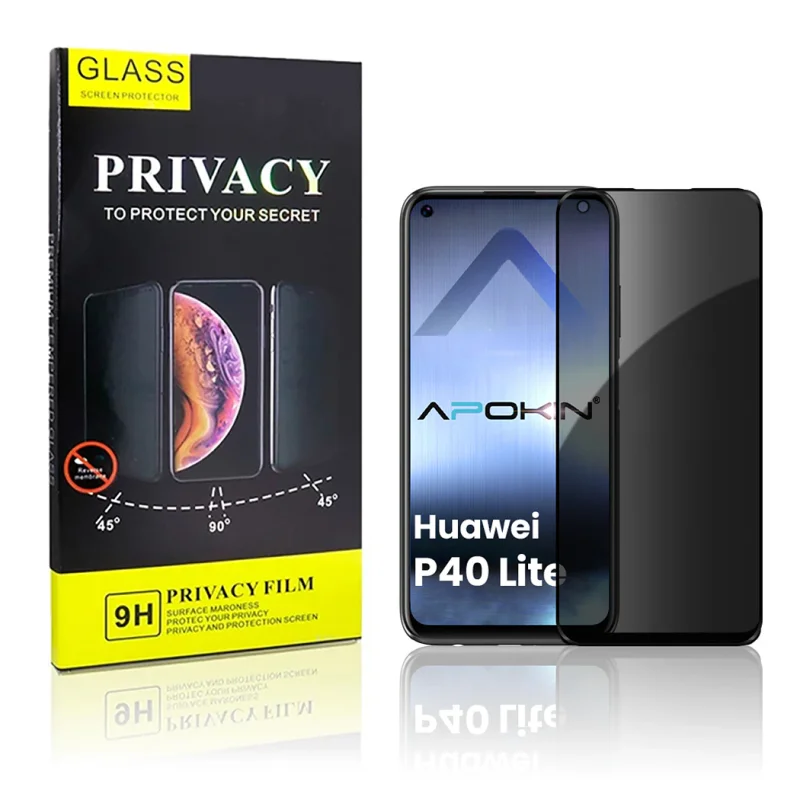 Película de Vidro Temperado Apokin de Privacidade 5D Curvo para Huawei P40 Lite E e Y7p