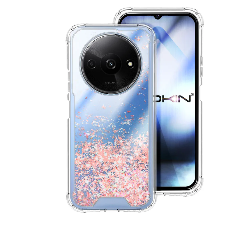 Capa Apokin para Xiaomi Redmi A3 Gel Transparente com Purpurina Rosa - Imagem 3